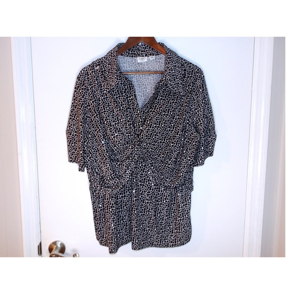 Cato Animal Print Blouse Short Sleeve, Twist Front Top Size‎ 18/20W, #5216